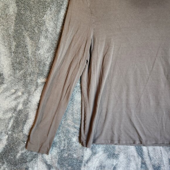 EILEEN FISHER Grey Top Blouse Women's Size Small Long Sleeves Knit Scoop Neck - Picture 4 of 10